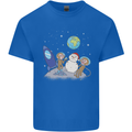 Space Monkeys Aliens UFO Christmas Snowman Kids T-Shirt Childrens Royal Blue