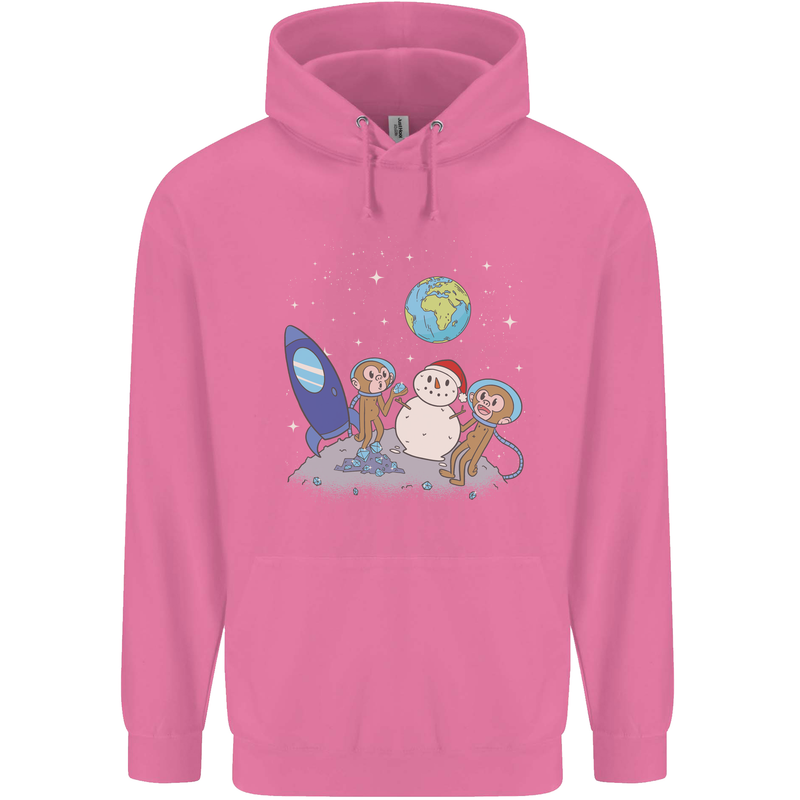 Space Monkeys Aliens UFO Christmas Snowman Mens 80% Cotton Hoodie Azelea