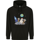 Space Monkeys Aliens UFO Christmas Snowman Mens 80% Cotton Hoodie Black
