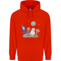 Space Monkeys Aliens UFO Christmas Snowman Mens 80% Cotton Hoodie Bright Red