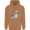 Space Monkeys Aliens UFO Christmas Snowman Mens 80% Cotton Hoodie Caramel Latte