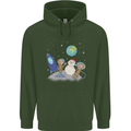 Space Monkeys Aliens UFO Christmas Snowman Mens 80% Cotton Hoodie Forest Green