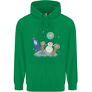 Space Monkeys Aliens UFO Christmas Snowman Mens 80% Cotton Hoodie Irish Green