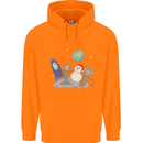 Space Monkeys Aliens UFO Christmas Snowman Mens 80% Cotton Hoodie Orange