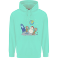 Space Monkeys Aliens UFO Christmas Snowman Mens 80% Cotton Hoodie Peppermint