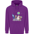 Space Monkeys Aliens UFO Christmas Snowman Mens 80% Cotton Hoodie Purple