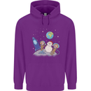 Space Monkeys Aliens UFO Christmas Snowman Mens 80% Cotton Hoodie Purple