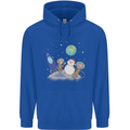 Space Monkeys Aliens UFO Christmas Snowman Mens 80% Cotton Hoodie Royal Blue