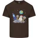 Space Monkeys Aliens UFO Christmas Snowman Mens Cotton T-Shirt Tee Top Dark Chocolate