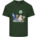 Space Monkeys Aliens UFO Christmas Snowman Mens Cotton T-Shirt Tee Top Forest Green