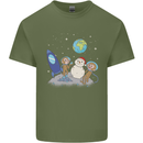 Space Monkeys Aliens UFO Christmas Snowman Mens Cotton T-Shirt Tee Top Military Green