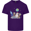 Space Monkeys Aliens UFO Christmas Snowman Mens Cotton T-Shirt Tee Top Purple