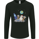Space Monkeys Aliens UFO Christmas Snowman Mens Long Sleeve T-Shirt Black
