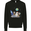 Space Monkeys Aliens UFO Christmas Snowman Mens Sweatshirt Jumper Black
