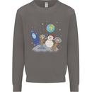 Space Monkeys Aliens UFO Christmas Snowman Mens Sweatshirt Jumper Charcoal