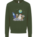 Space Monkeys Aliens UFO Christmas Snowman Mens Sweatshirt Jumper Forest Green