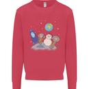 Space Monkeys Aliens UFO Christmas Snowman Mens Sweatshirt Jumper Heliconia