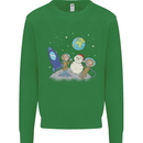 Space Monkeys Aliens UFO Christmas Snowman Mens Sweatshirt Jumper Irish Green