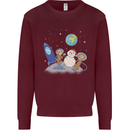 Space Monkeys Aliens UFO Christmas Snowman Mens Sweatshirt Jumper Maroon