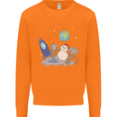Space Monkeys Aliens UFO Christmas Snowman Mens Sweatshirt Jumper Orange