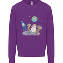 Space Monkeys Aliens UFO Christmas Snowman Mens Sweatshirt Jumper Purple