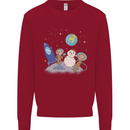 Space Monkeys Aliens UFO Christmas Snowman Mens Sweatshirt Jumper Red