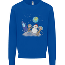 Space Monkeys Aliens UFO Christmas Snowman Mens Sweatshirt Jumper Royal Blue