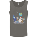 Space Monkeys Aliens UFO Christmas Snowman Mens Vest Tank Top Charcoal