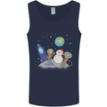 Space Monkeys Aliens UFO Christmas Snowman Mens Vest Tank Top Navy Blue