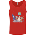 Space Monkeys Aliens UFO Christmas Snowman Mens Vest Tank Top Red