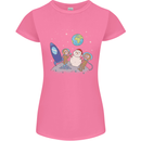 Space Monkeys Aliens UFO Christmas Snowman Womens Petite Cut T-Shirt Azalea