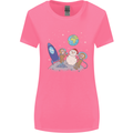 Space Monkeys Aliens UFO Christmas Snowman Womens Wider Cut T-Shirt Azalea