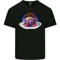 Space Planet Dessert Funny Food Mens Cotton T-Shirt Tee Top Black