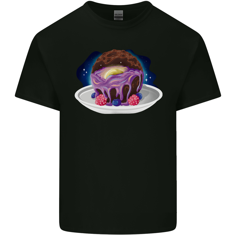Space Planet Dessert Funny Food Mens Cotton T-Shirt Tee Top Black