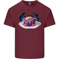 Space Planet Dessert Funny Food Mens Cotton T-Shirt Tee Top Maroon