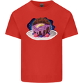 Space Planet Dessert Funny Food Mens Cotton T-Shirt Tee Top Red