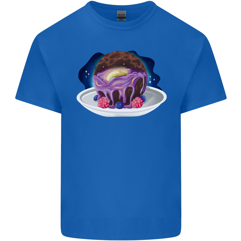 Space Planet Dessert Funny Food Mens Cotton T-Shirt Tee Top Royal Blue