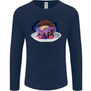 Space Planet Dessert Funny Food Mens Long Sleeve T-Shirt Navy Blue