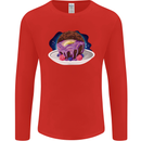 Space Planet Dessert Funny Food Mens Long Sleeve T-Shirt Red