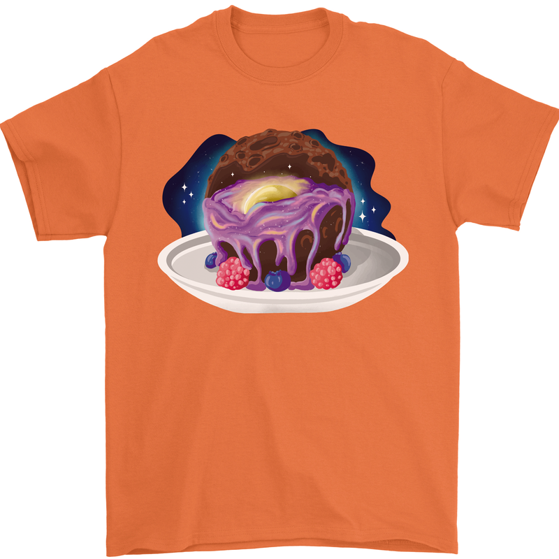 Space Planet Dessert Funny Food Mens T-Shirt Cotton Gildan Orange