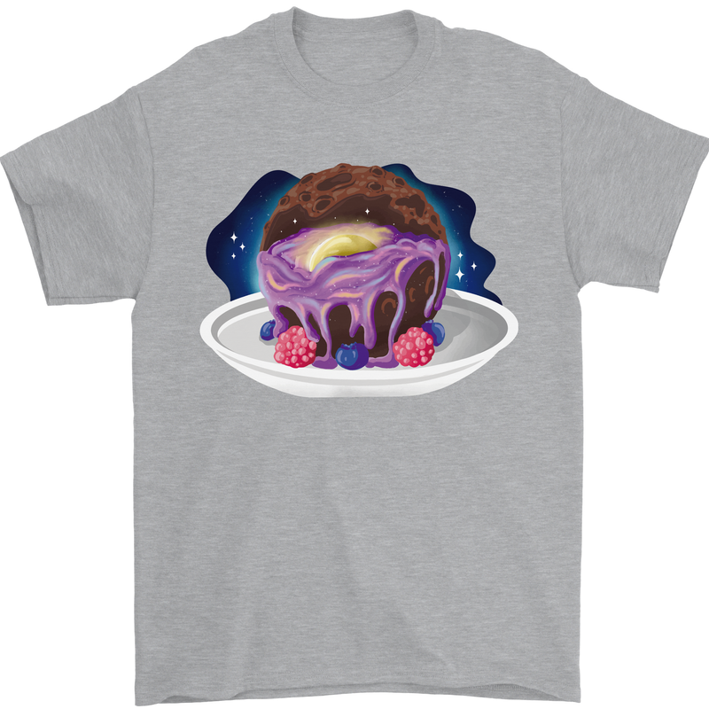 Space Planet Dessert Funny Food Mens T-Shirt Cotton Gildan Sports Grey