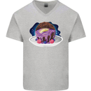 Space Planet Dessert Funny Food Mens V-Neck Cotton T-Shirt Sports Grey
