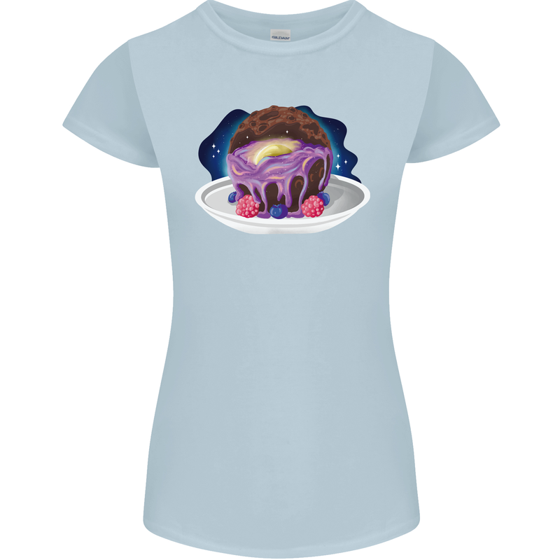 Space Planet Dessert Funny Food Womens Petite Cut T-Shirt Light Blue