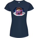 Space Planet Dessert Funny Food Womens Petite Cut T-Shirt Navy Blue
