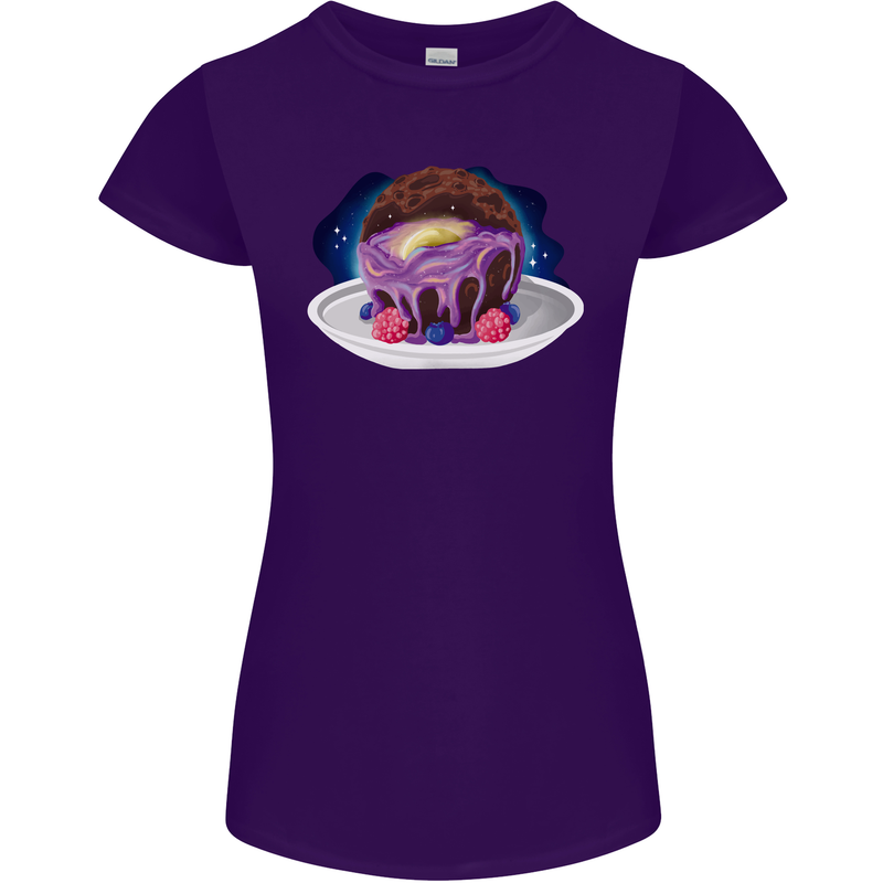 Space Planet Dessert Funny Food Womens Petite Cut T-Shirt Purple