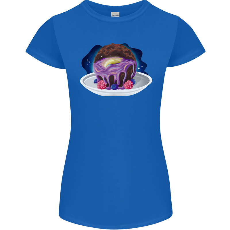 Space Planet Dessert Funny Food Womens Petite Cut T-Shirt Royal Blue
