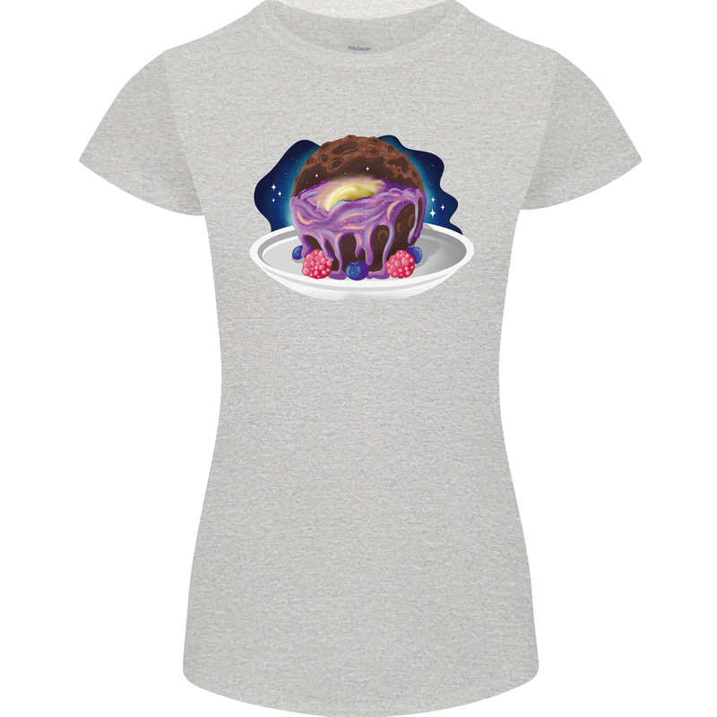 Space Planet Dessert Funny Food Womens Petite Cut T-Shirt Sports Grey