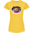Space Planet Dessert Funny Food Womens Petite Cut T-Shirt Yellow