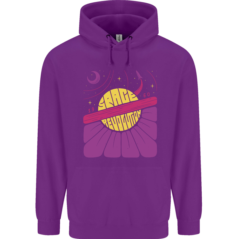 Space Revolution Universe Astronaut 60's Childrens Kids Hoodie Purple
