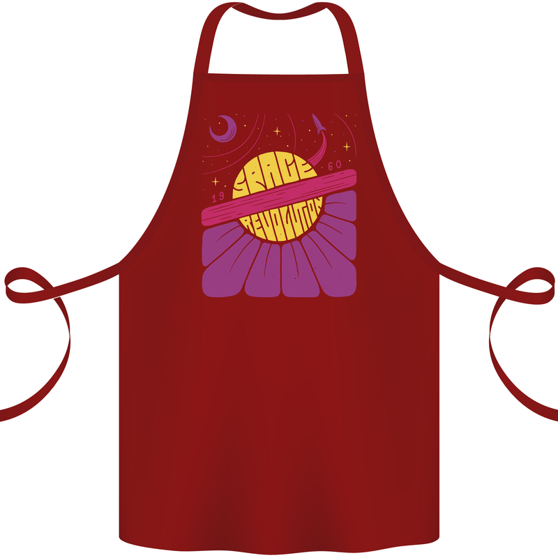 Space Revolution Universe Astronaut 60's Cotton Apron 100% Organic Maroon